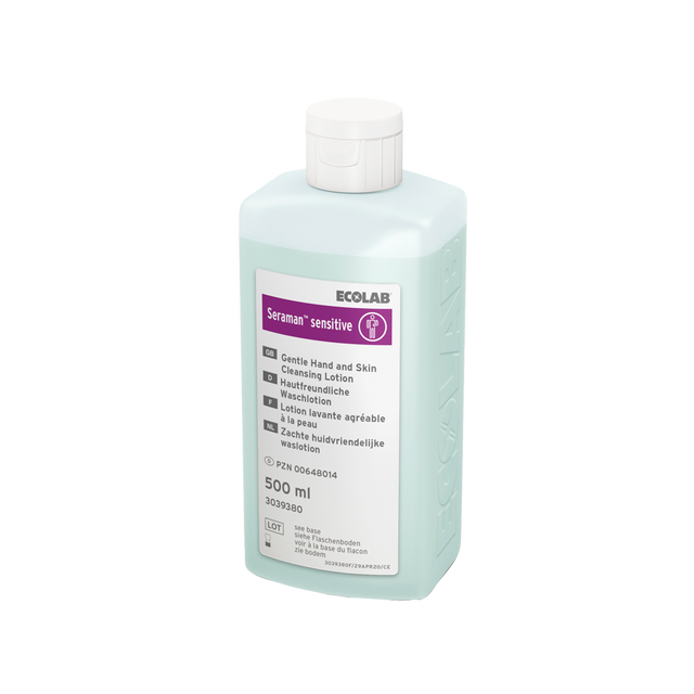Eine Flasche mit hochwertiger Hautpflege Lotion und elegantem hellen Design